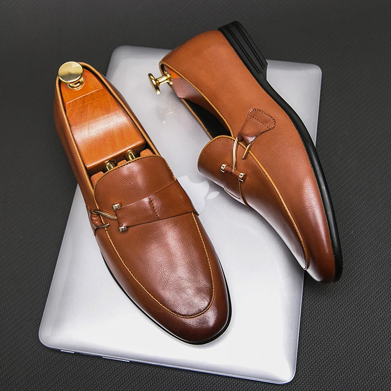 

2025 дизайнерские модные мужские лоферы, кожаные черные, коричневые повседневные деловые модельные туфли ручной работы, мужская обувь для вечеринки и свадьбы
