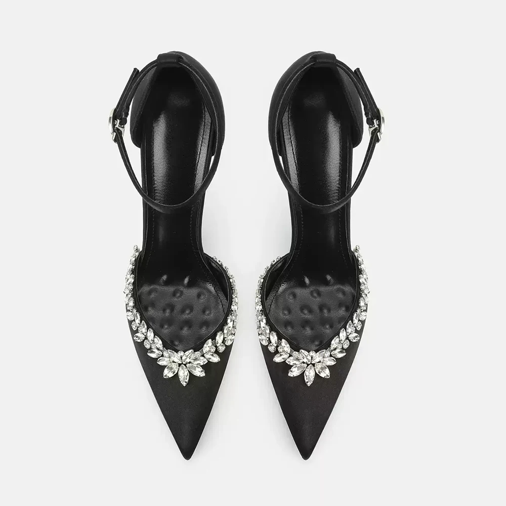 حذاء FWRD نسائي بكعب عالٍ من الجلد الأسود مزين بحجر الراين، أنيق ومريح للحفلات والملابس المسائية # FWRD000335 #4