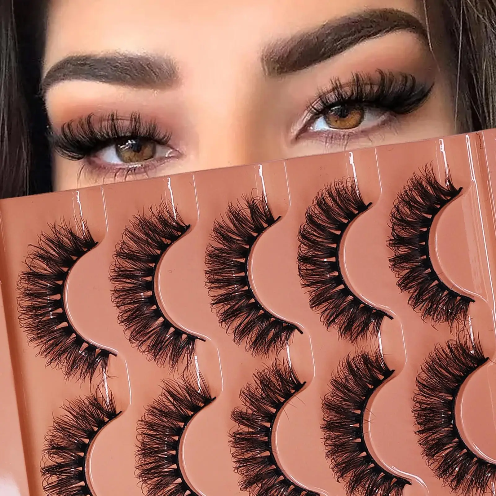 5 Pairs Beginner Friendly Fluffy Thick Fake Eyelashes Soft Reusable Strip Lashes Create Dramatic Full Volume Eye Makeup