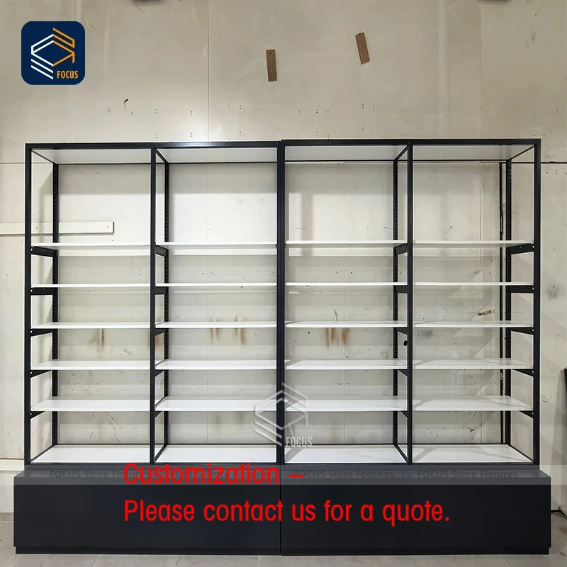 custom.Custom Retail Metal Frame Wall Display Shelving Unit Adjustable Multi Tier Storage Display Rack Cabinet