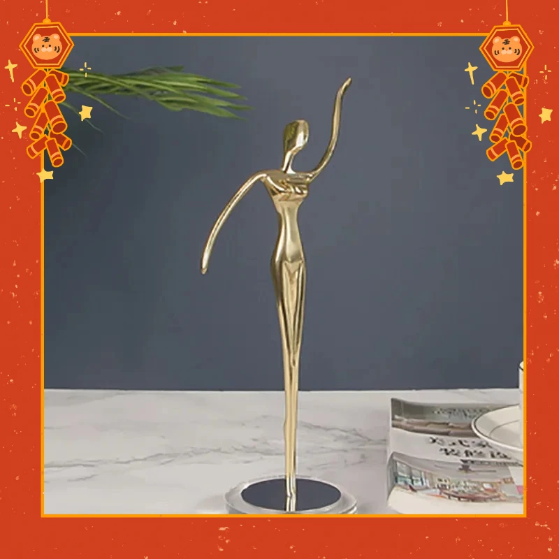 Bronze Ballet Girl Ornament, Modern Light Luxury Creative Character Handicraft Gift