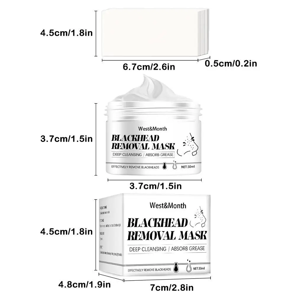 Rimozione di comedone maschera per il naso striscia per pori maschera per strappare cura dell'acne profonda Peeling Peeling trattamento nero punti Patch nasale per la pelle