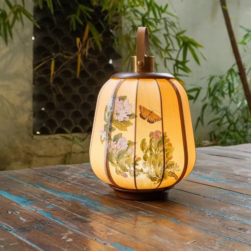 portable palace lantern lamp fabric table lamp new Chinese retro bedroom bedside night light atmosphere