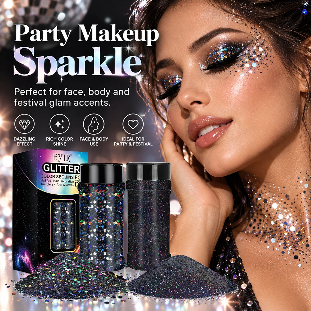Resin Glitter Pack - Black Holographic Glitter Set 50g Chunky
