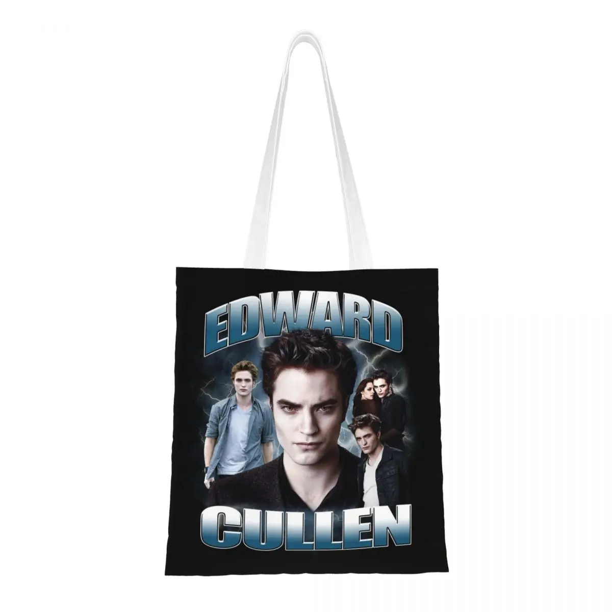 Edward Cullen Twilight Canvas Tote Bag Trendy Large Capacity Shopping Bag for Unisex Student Bags