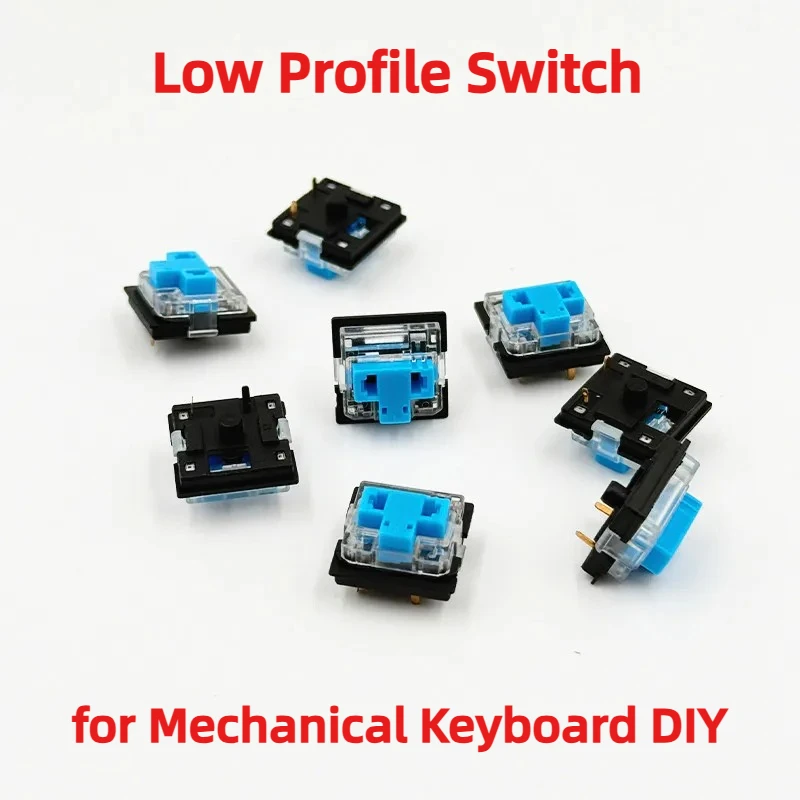 10Pcs Low Profile Switch for Mechanical Keyboard Low Shaft Button Black Bottom Housing 3 Pin Blue RGB Customized DIY Hot Swap