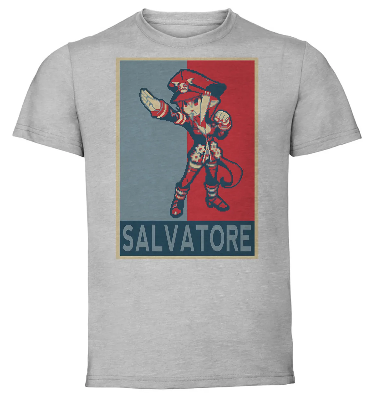 

T-Shirt Unisex Grey Propaganda Pixel Art Disgaea Salvatore