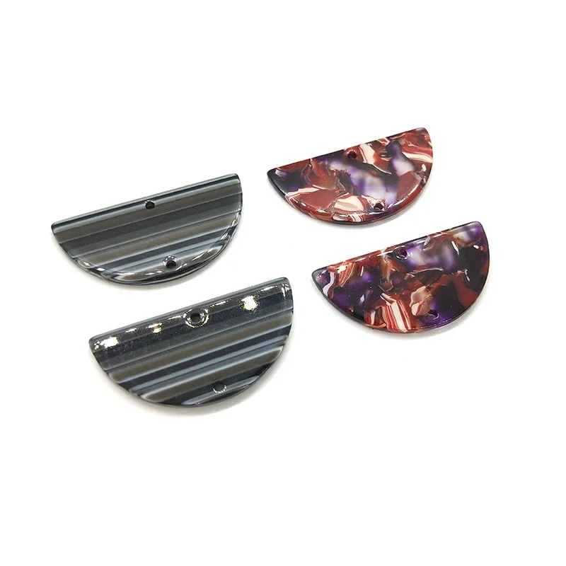 New 4 Pieces 18*39mm High Quality Semicircle Out Acetic Acid Resin Smooth Charms Connectors for DIY Earring Jewelry Accessories
