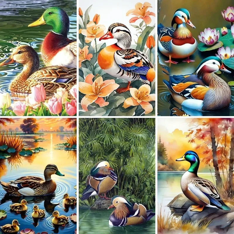 Mandarin Ducks in Love Diamond Painting Kit, 5d Adult Children Diamond Painting Kit, DIY Diamond Art Kit,Family Gifts Wall Decor