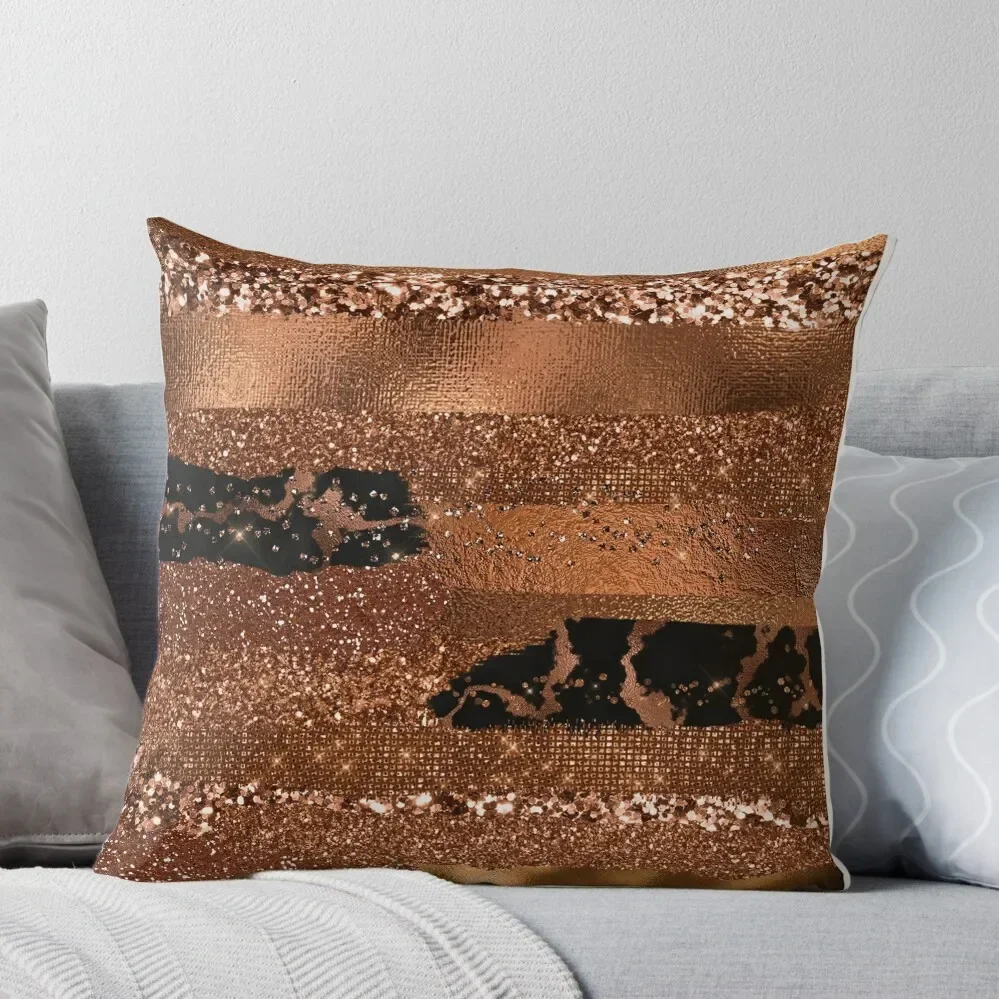 

Dark Faux Copper Glamour Throw Pillow Throw Pillow Cushions For Children christmas decorations 2024 Pillow