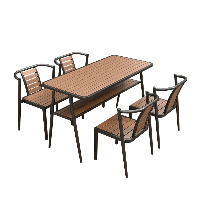 

Courtyard outdoor leisure table and chair combination outdoor garden rectangular outer table tea restaurant terrace one