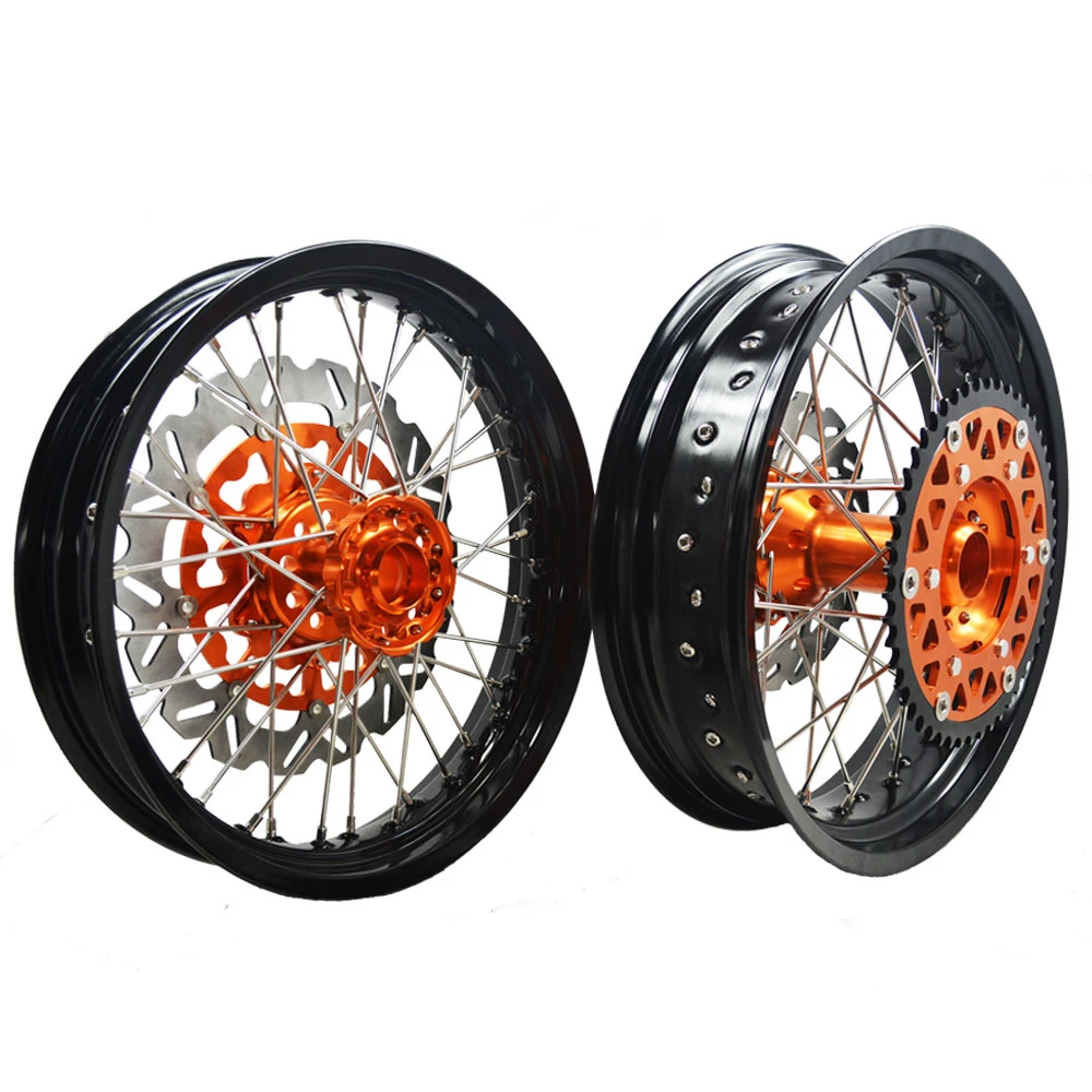 MOQ 1set exc sxf xcw 250 300 450 supermoto 17 inch motorcycle wheels for