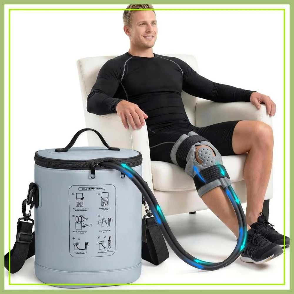 

Portable Cold Therapy Machine for Knee Surgery Recovery, Programmable Timer, Compression Pad for Shoulder Hip Back Ankle Pain Relief