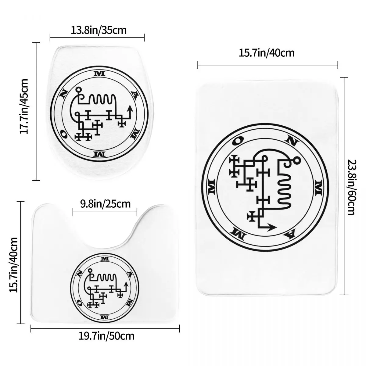 

Mammon Demon Black Sigil Occult Magick Seal 3-х шт. Коврик для ванной комнаты Набор крышек унитаза Домашний декор Нескользящий ковер Напольный коврик