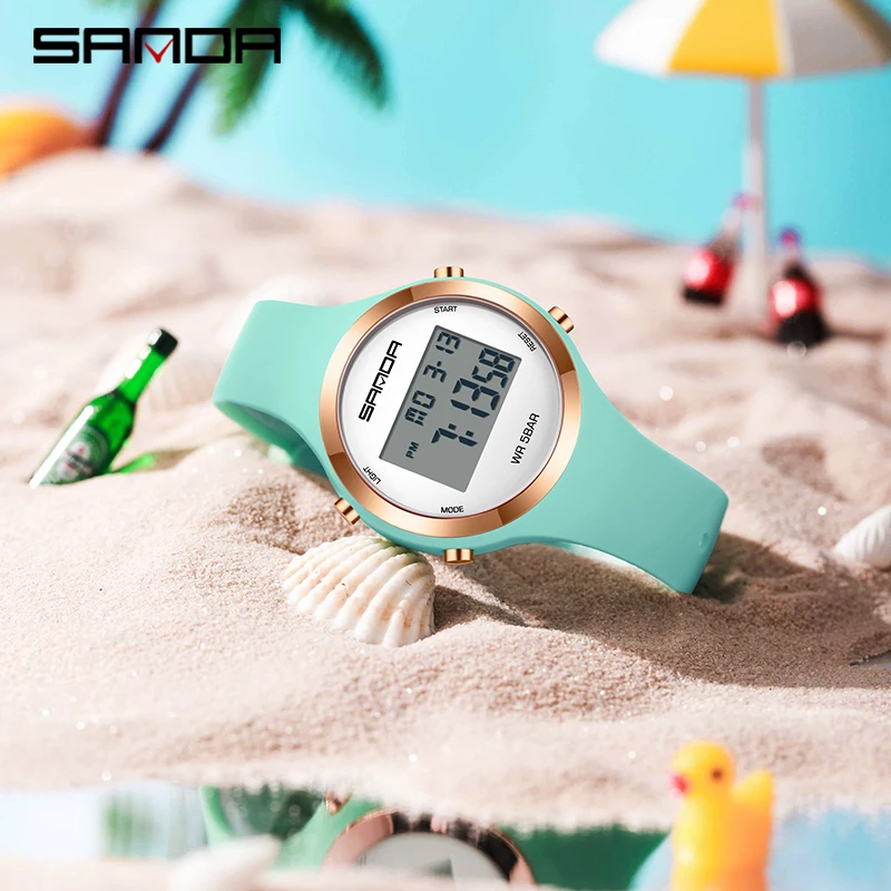 SANDA Girls Digital Watch Women Sports Watch For Women Alarm Clock WristWatch Ladies Waterproof Electronic Watches Children Gift