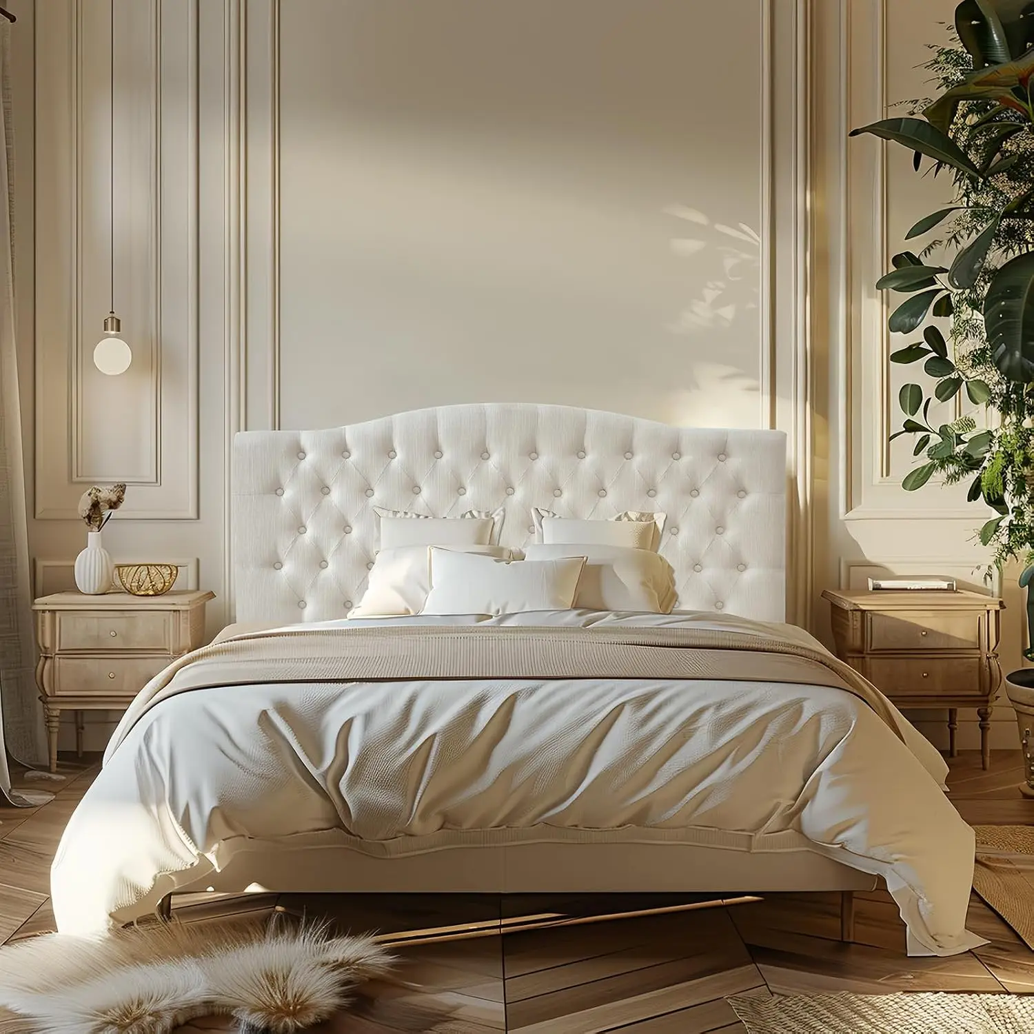 Linen Queen Headboard Wall Mount Upholstered Bedroom Furniture, Customized