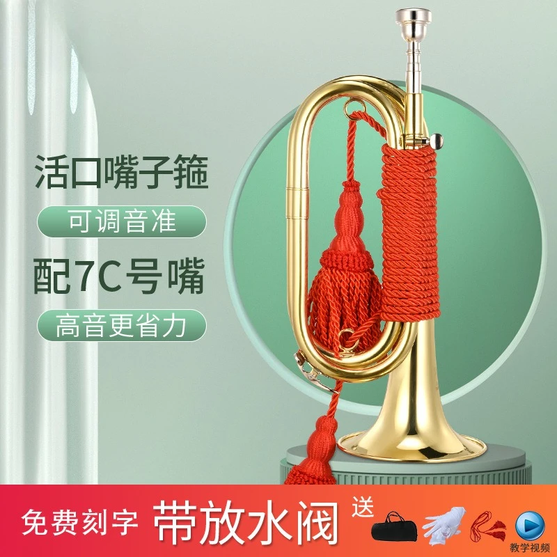 Bugle in B flat, charge horn, trumpet, musical instrument horn, brass stride, division number FH2019