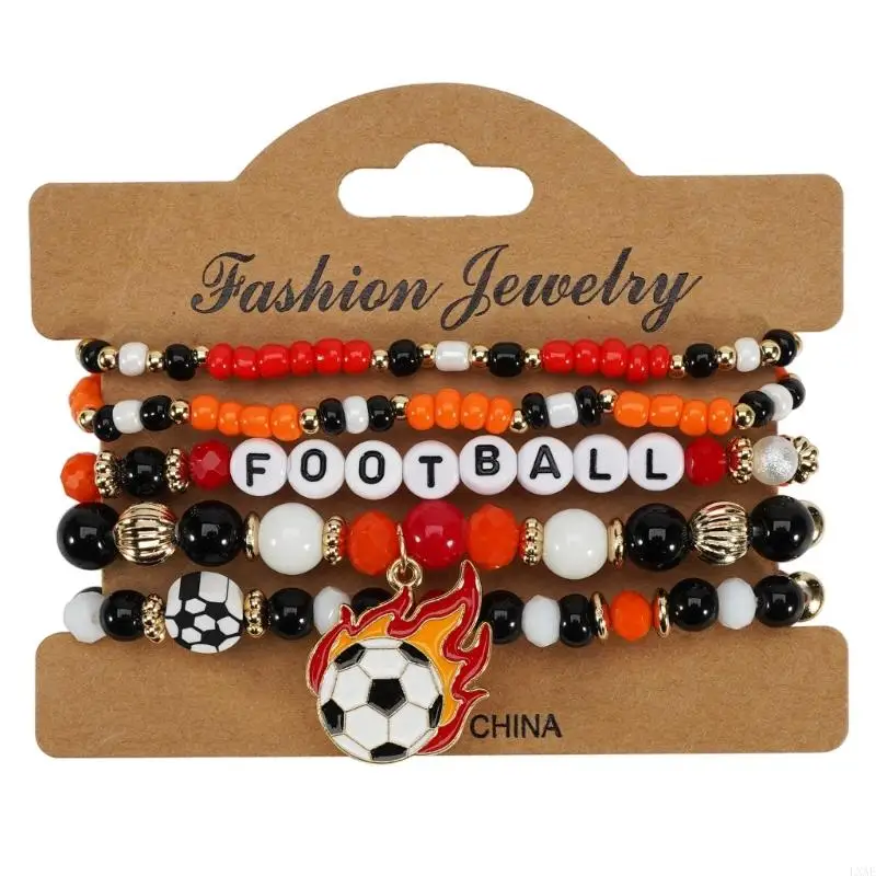  Handcrafted Beaded Wristband With Adjustable Closure Trendy Bracelet Accessory For Soccer Supporters