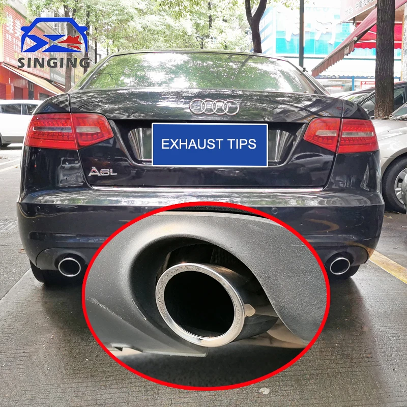 

1 пара накладок на выхлопную трубу для Audi A6, аксессуары, защита и декоративные элементы из нержавеющей стали, насадки на глушитель, автозапчасти
