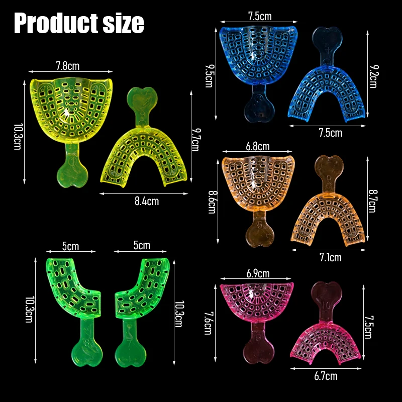 2pcs Dental Disposable Impression Trays Colorful Teeth Holders for Adult and Children Mold Trays Dentistry Materials S/M/L