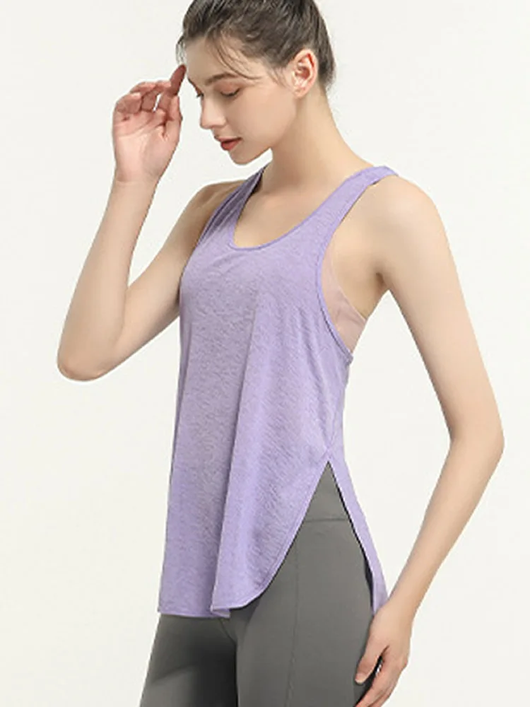 

Women's Yoga Sports Tank Top Long Svel Qui Dry Breathable Fitn Clothing Loose Summer Running Outwear