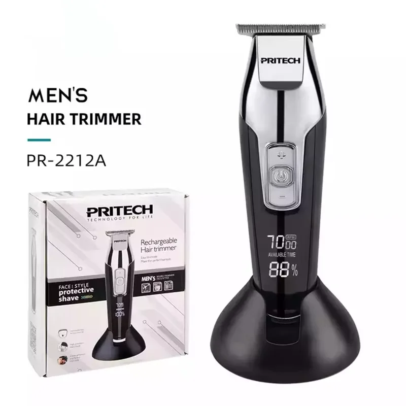 Pritech Professional Hair Machine LCD Display Beard Trimmer for Men PR-2212A Rechargeable Men's Shaver Electric Clipper