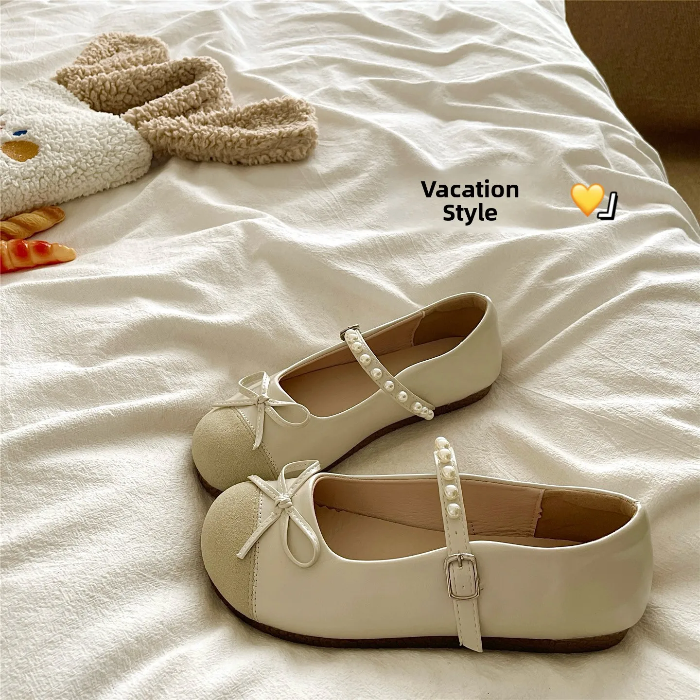 

Cloud Soft Slip-On Mary Jane Ballet Flats Women's Summer Low Cut Lazy Girl Shoes Comfortable Synthetic Leather round Toe Flats