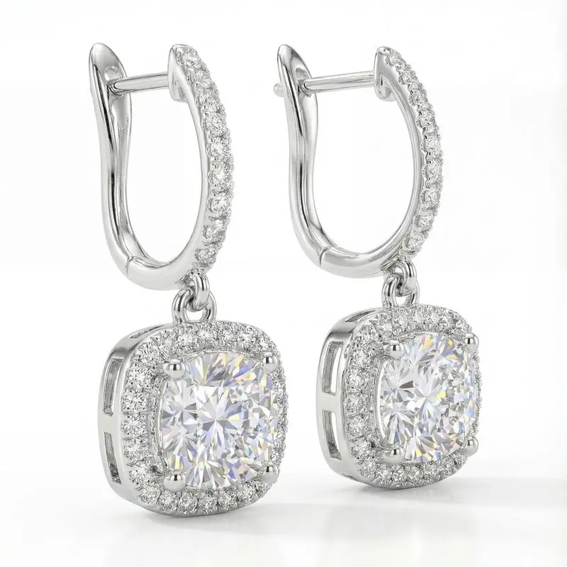 

Daily Wear Exquisite Square Cubic Zircon Earrings for Women Silver Colour Gold Colour High Quality Female Anniversary Gift