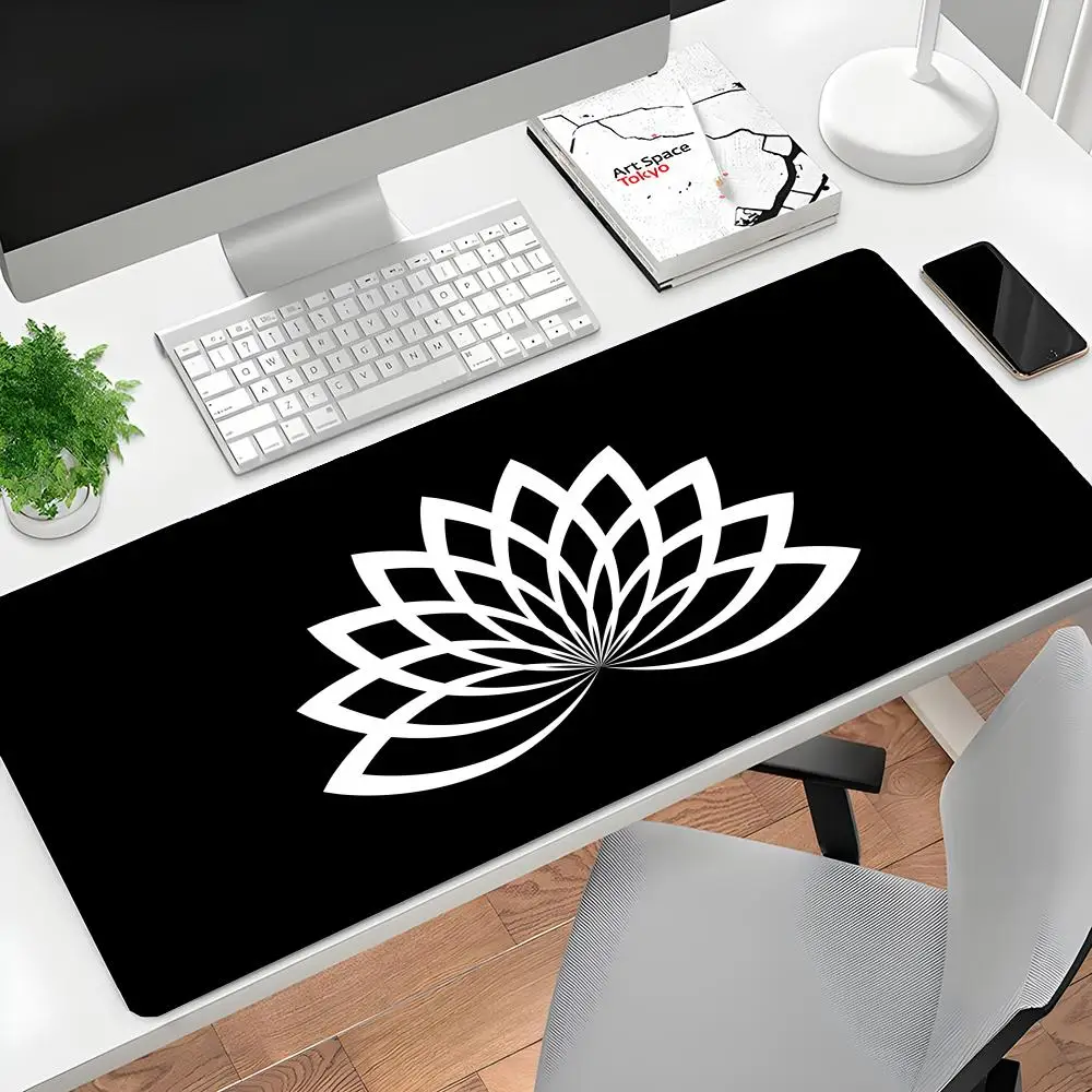

black Mouse Pad Lotus pattern simple Gaming Rubber MousePad Large Gamer Desk Mat Anti-slip Keyboard Mat New Computer MousePads