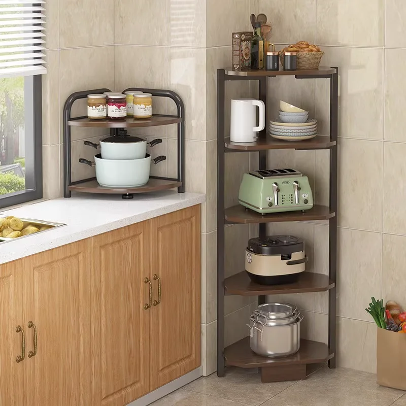 Kitchen Shelving Floor To Floor Multi-layer Triangular Shelf Household Large Capacity Pot Corner Storage Shelf