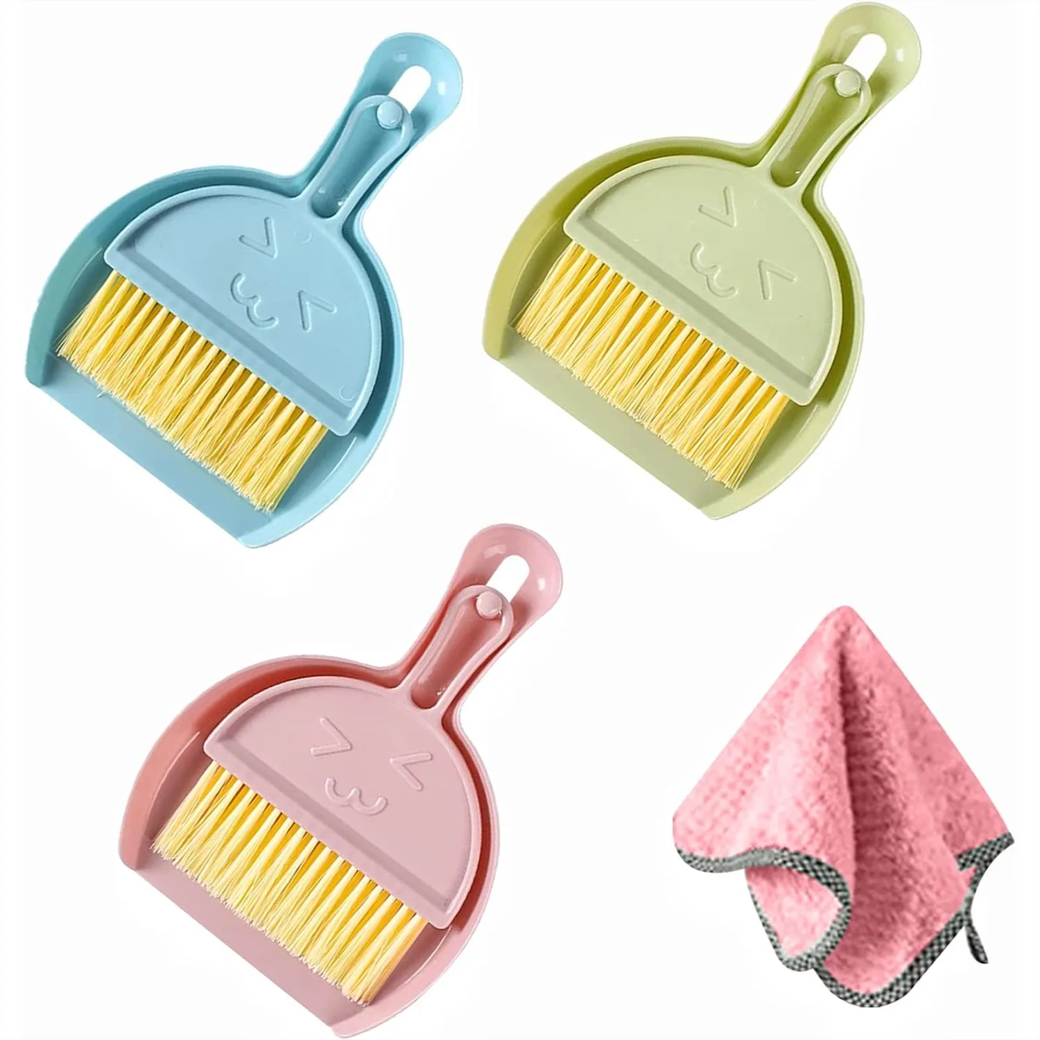 

3 Pack Mini Broom and Dustpan Set for Cleaning Tables, Sofas, Cars, Keyboards, Kitchen Countertops