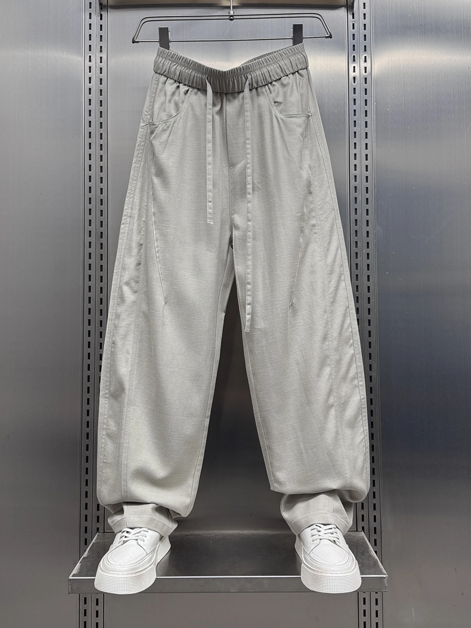 

Летние тонкие дышащие цветные простые повседневные брюки мужские модные брендовые лоскутные свободные прямые брюки Rasele с прямыми лезвиями