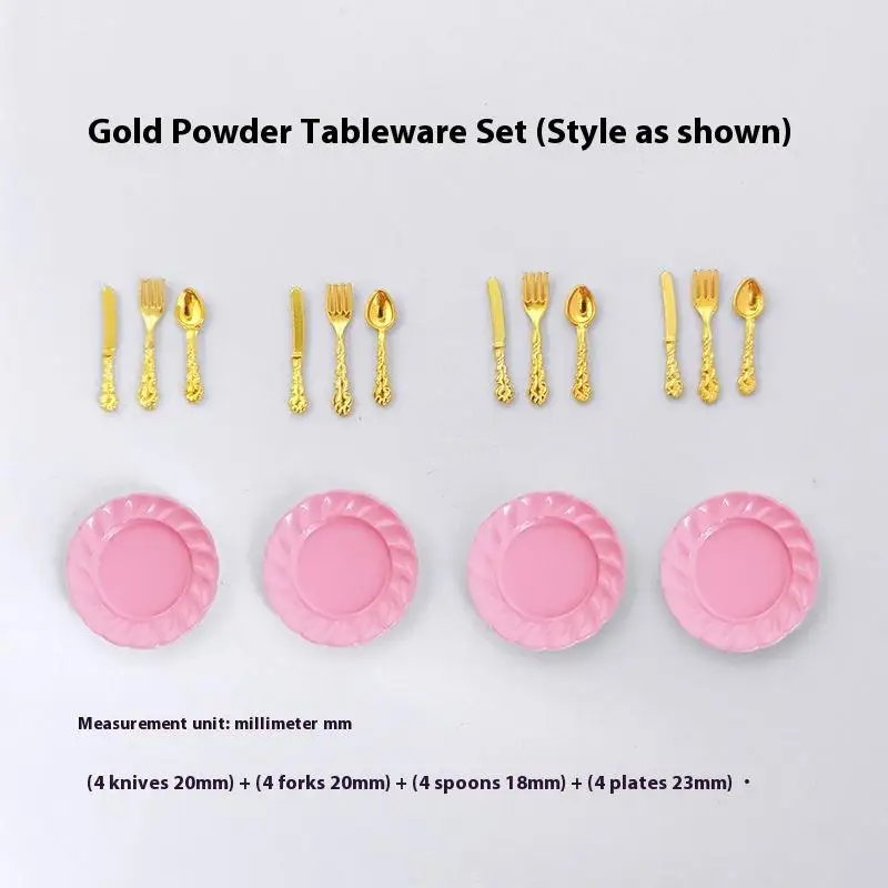 1 ensemble 1:12 maison de poupée Miniature plat à gâteau et couteau fourchette cuillère combinaison modèle maison de poupée accessoires jouets bricolage décoration