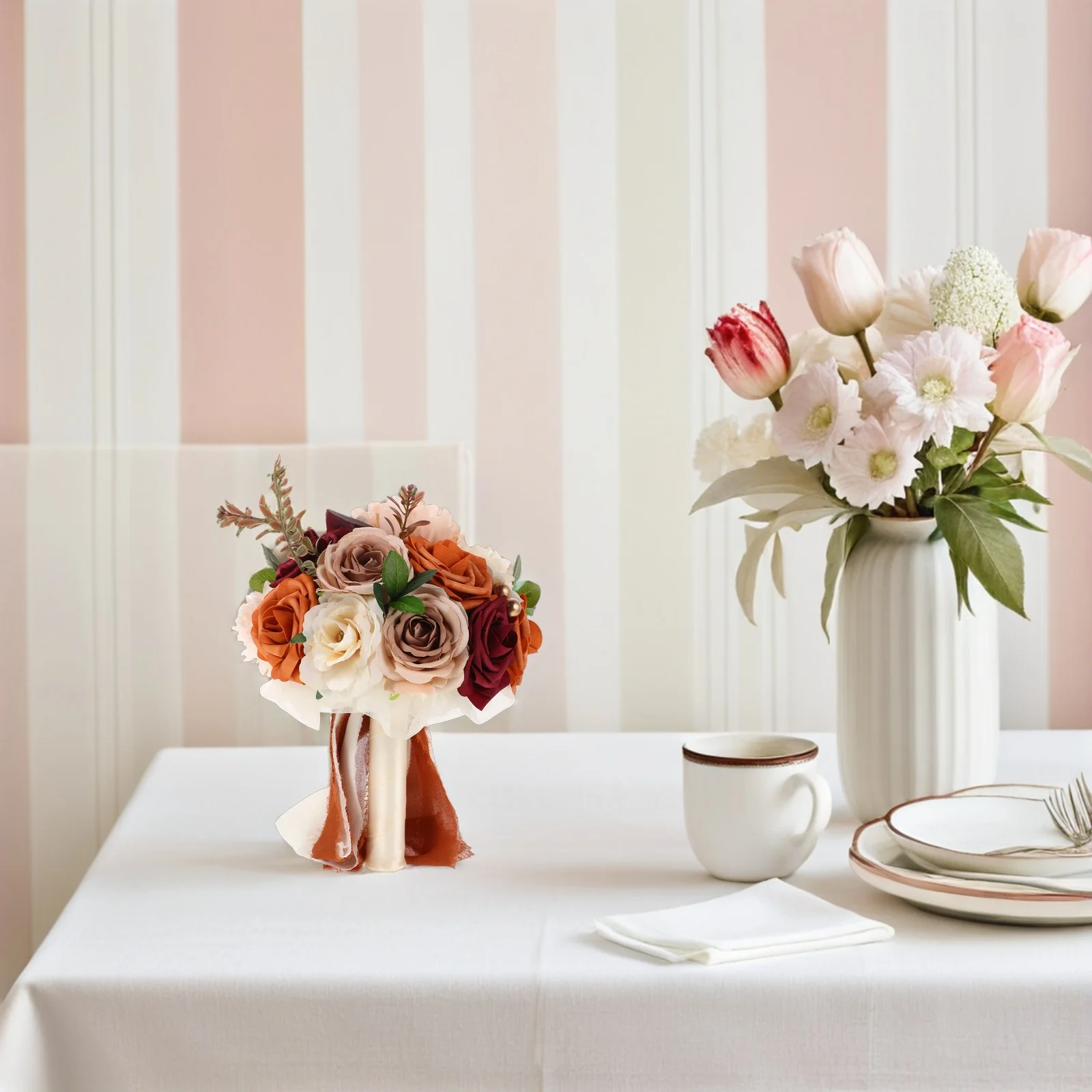 

Wedding Bouquet Bride Hand Bouquets Silk Artificial Flowers Bridesmaid Elegant Design Lightweight Portable Premium Craftsmanship