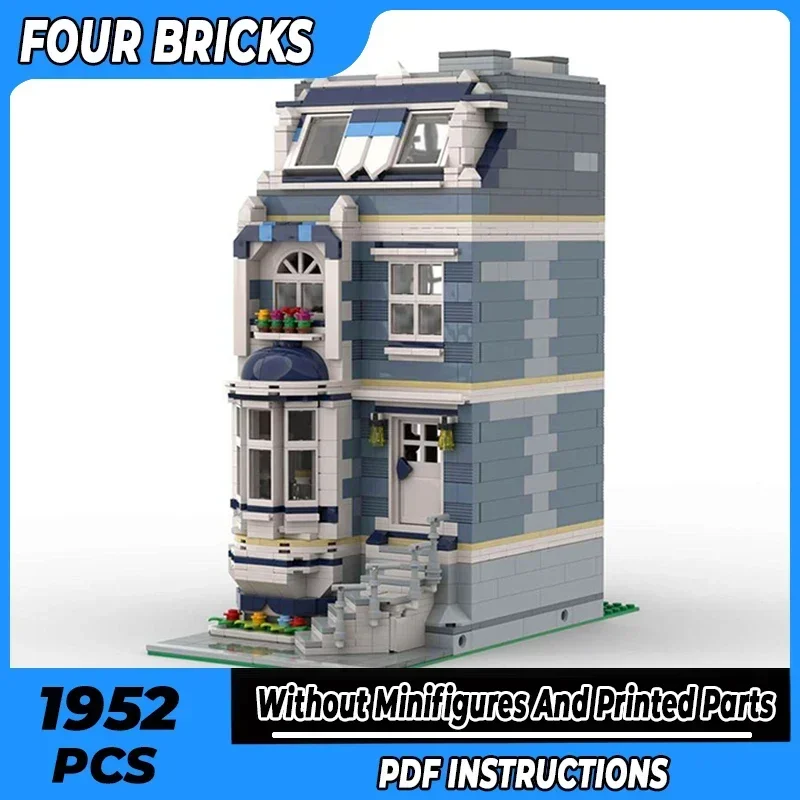 

Moc Building Bricks Street View Model Three-story Townhouse Technology Modular Blocks Gifts Christmas Toys DIY Sets Assembly
