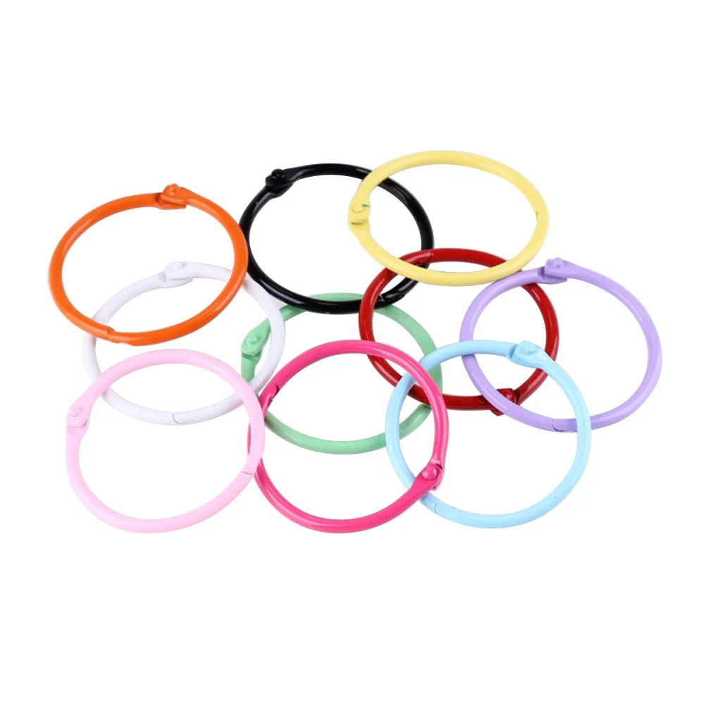 24 قطعة سلسلة المفاتيح المعدنية الملونة خواتم فضفاضة ورقة الموثق كليب ل مذكرة فاتورة عينة حامل كتاب منظمة سجل القصاصات Craft بها بنفسك الحرفية