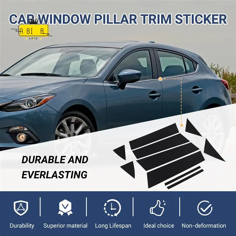 

ABIB -Car Window Pillar Trim Sticker Middle BC Column Sticker External Accessories For Mazda 3 Axela BM BP 2013-2020