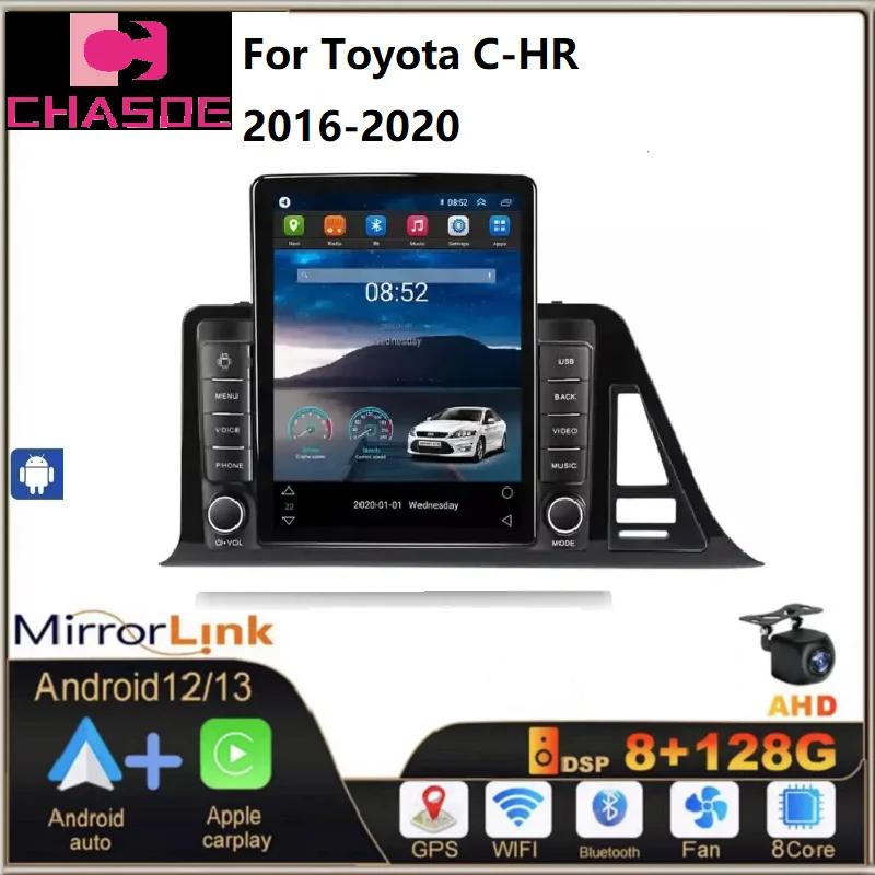 Tesla Android 13 car radio For Toyota C-HR 2016-2020 GPS BT IPS+2.5D+DSP 360 camera split screen ADAS DVR gps navigator