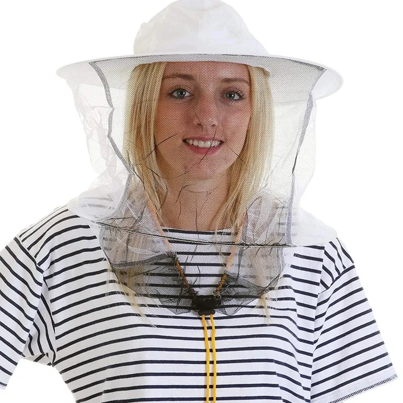 Beekeeping Hat with Double Wire Veil, Professional Bee Suit Head Protection, Breathable Beekeeper Helmet for Hive Inspection