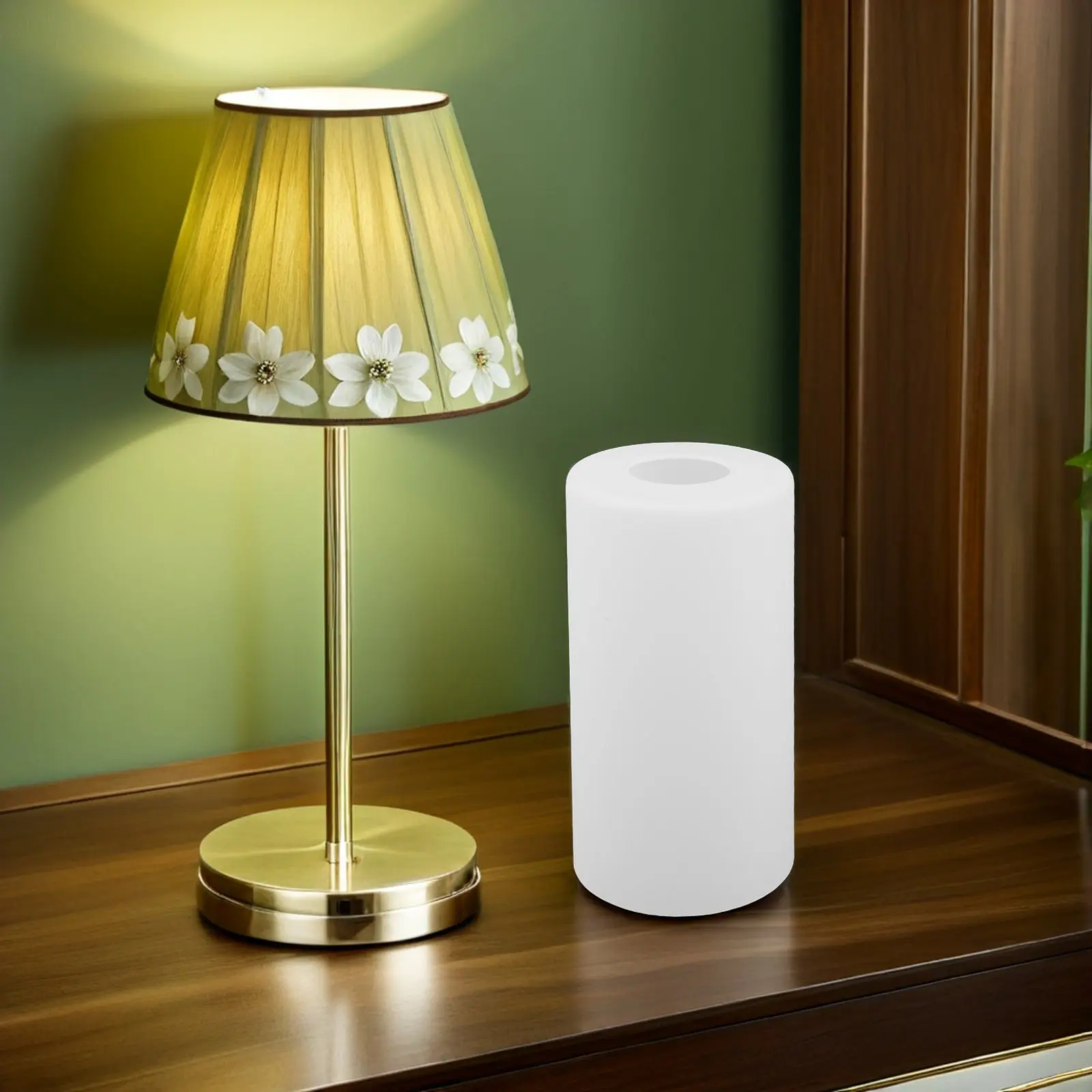 Frosted White Glass Lamp Shade E27 Cylinder Replacement Heat Resistant Diffuser for Table and Floor Lamps