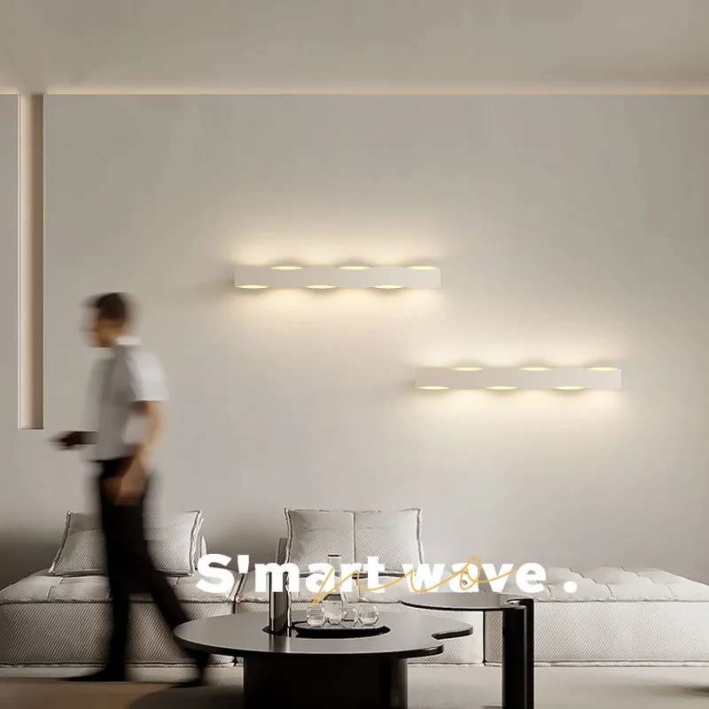 Wave Wall Lamp Modern Minimalist Bedroom Bedside Light Corridor Living Room TV Background Wall Decoration Lamp LED Mood Lighting