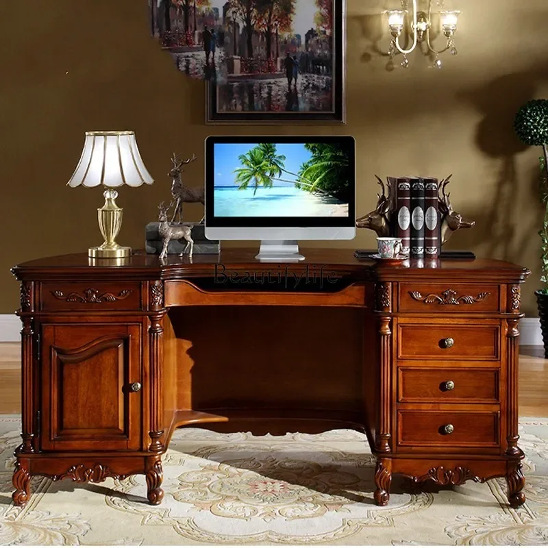 Yj9 Escritorio semicircular americano Computadora de escritorio para el hogar Mesa de madera maciza