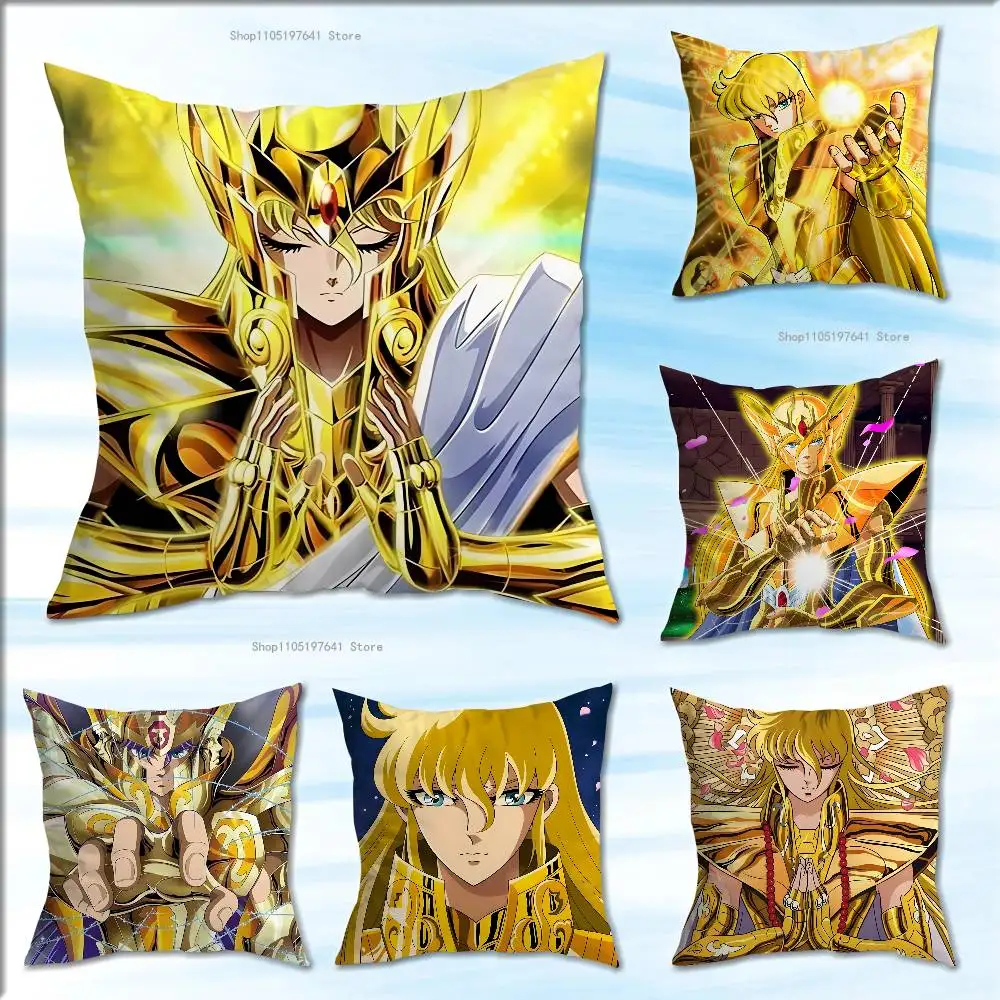 S-Saint Seiya Virgo Shaka Card  Pillow Case Plush Pillow Cases Home Decoration Pillow Cover for Sofa Bed Chair Living Room