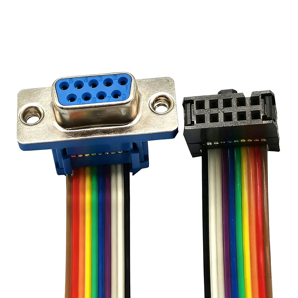 Professional DB9 to IDC 9 Pin Connector Copper Core Universal DB9 Connector Multicolor Ribbon IDC Cable Industrial Applications