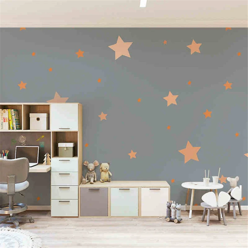Custom Grey Star Wallpaper Children's Room mural wall paper for Boys' Girls' Bedroom decor Murals Kindergarten 3D wall stickers