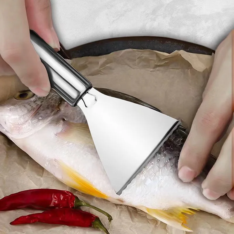 Manual Stainless Steel Fish Scale Scraper Portable Fish Skin Remover Practical Household Kitchen Seafood Cleaning Tool
