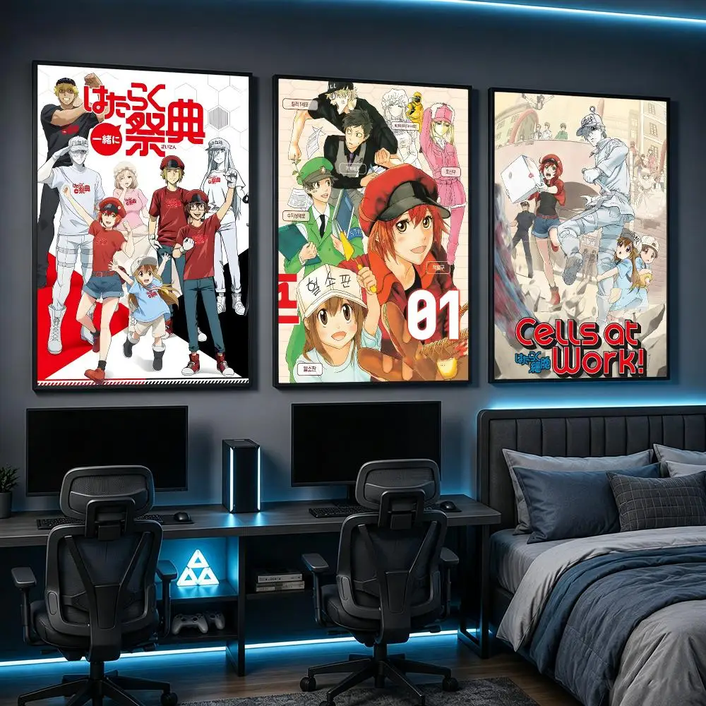 anime Cells at Work! Poster HD Poster Anime Aesthetic Wall Art For Game Anime Lovers Bedroom Gaming Room Decor Ideal Gift