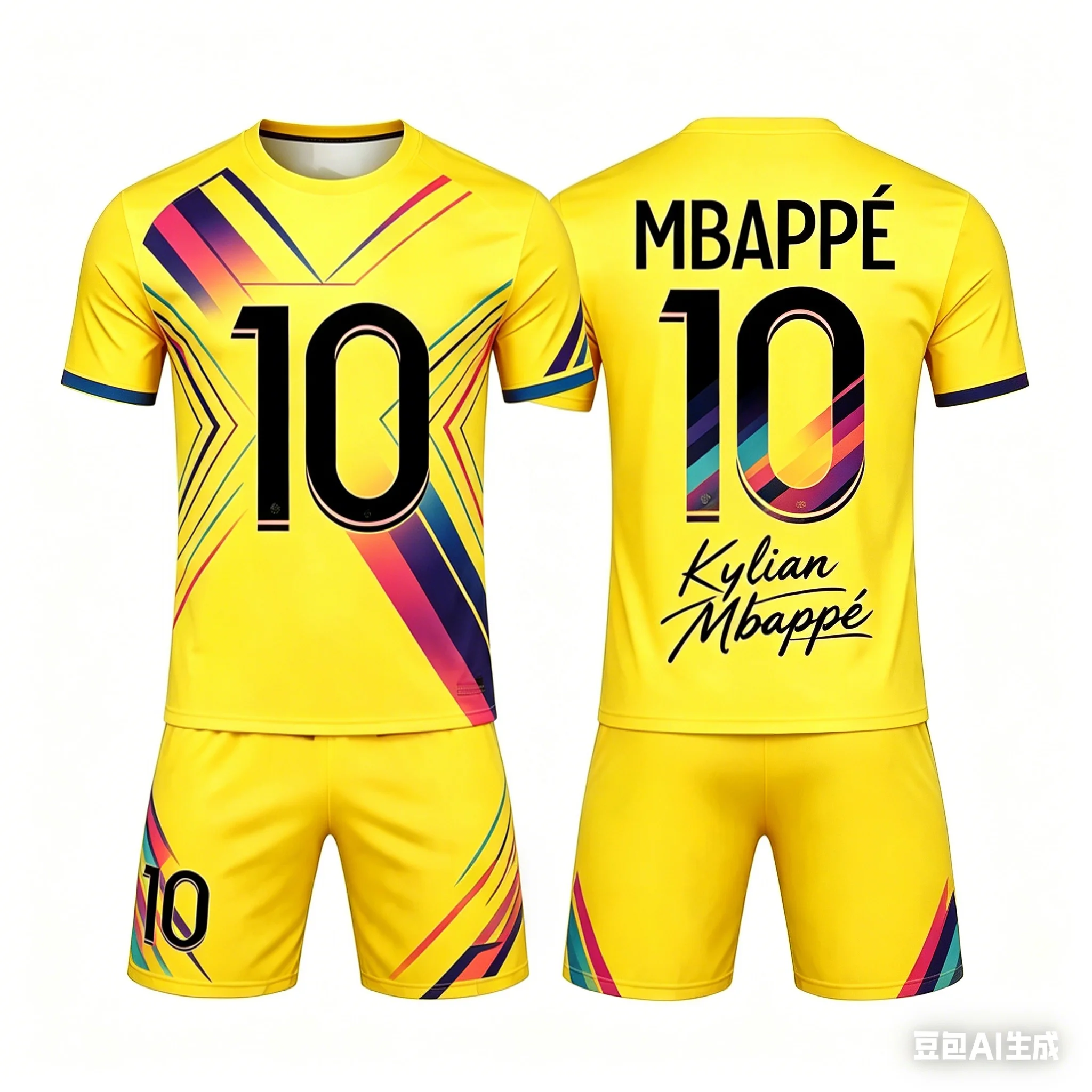 26 Fashionable Color Splicing AI #10 Mbappe Summer Children's Adult Set Parent-child Short Sleeved Shorts Football Jersey Unisex
