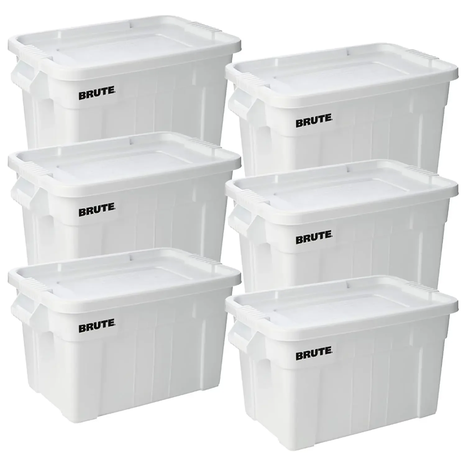 Rubbermaid Commercial Products BRUTE Tote Storage Bin with Lid, 20-Gallon, White, Rugged/Reusable Boxes