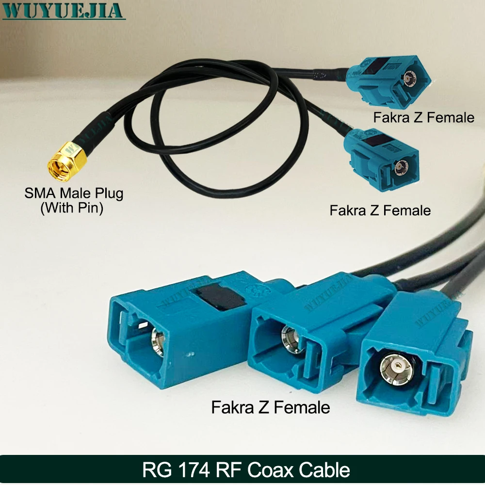 Y Type SMA Male to Fakra Z Male + Z Female RF Coax RG-174 Cable Splitter For Car Navigation GPS Antenna Extension Android Device
